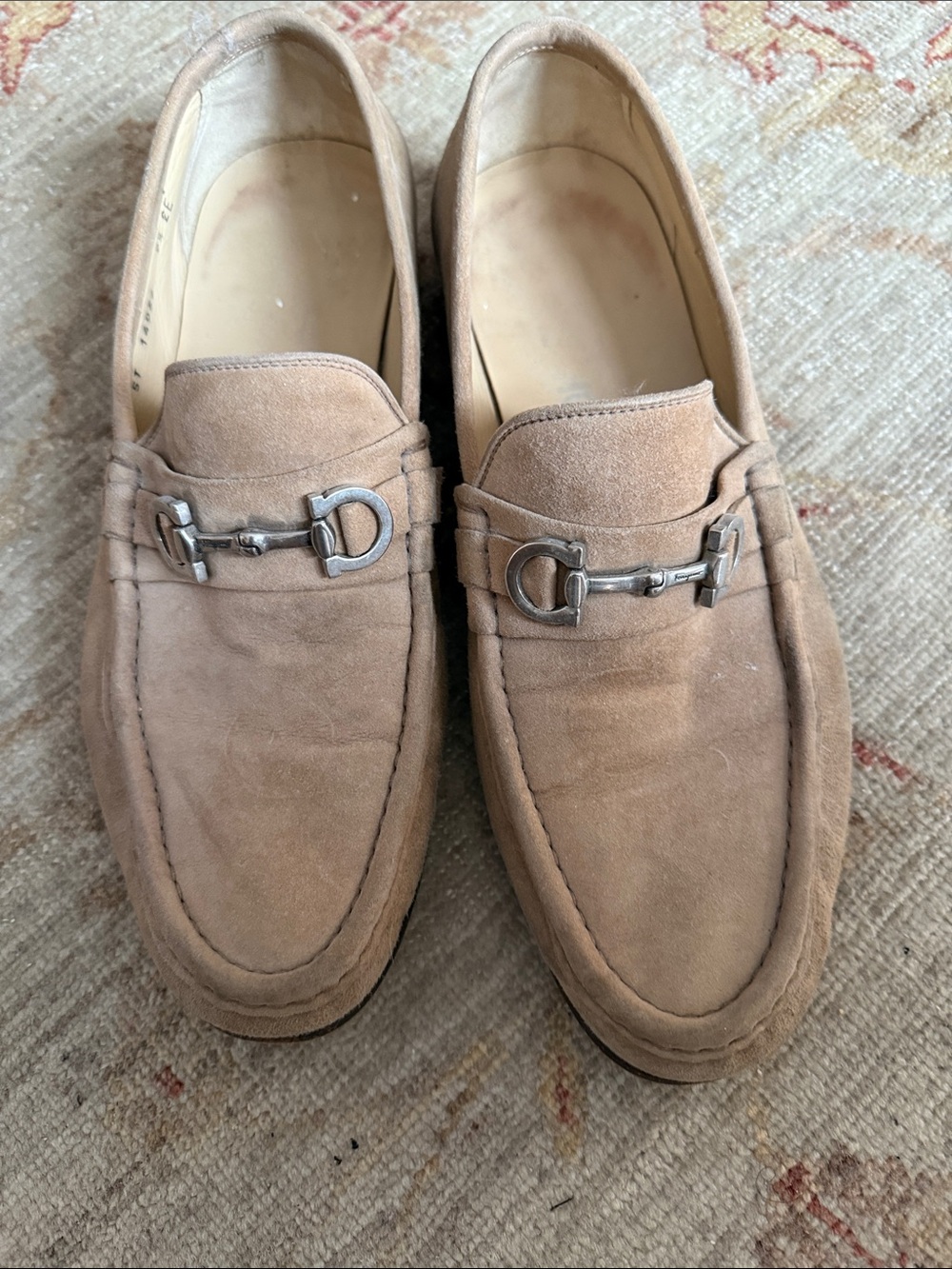 SALVATORE FERRAEGAMO Suede Bit Loafers in Beige